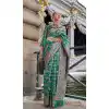 Dark Green Organza Silk Weaving Work Party Wear Plus Size Saree - 11292200120