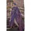 Organza Silk Weaving Work Party Wear Plus Size Saree In Navy Blue - 11292200121