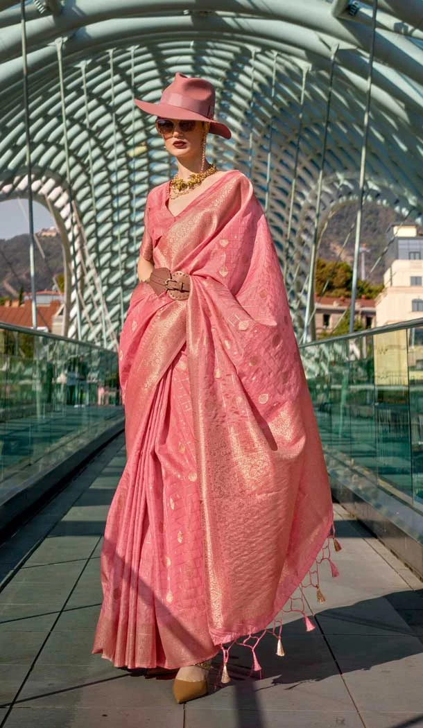 Silk Weaving Work Party Wear Saree In Pink - 11293200123