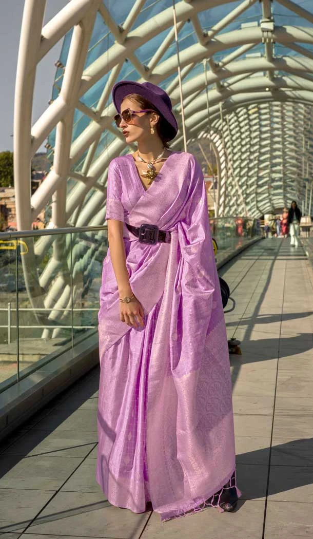 Silk Weaving Work Party Wear Saree In Lavender - 11293200124