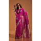 Satin Resham Work Designer Party Wear Saree In Rani Pink - 11302200180