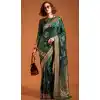 Satin Resham Work Designer Party Wear Plus Size Saree In Dark Green - 11302200181