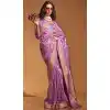 Satin Resham Work Designer Party Wear Plus Size Saree In Lavender - 11302200182