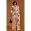 Satin Resham Work Designer Party Wear Plus Size Saree In Cream - 11302200183