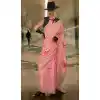 Pink Habotai Silk Resham Work Party Wear Plus Size Saree - 11307200212