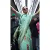 Mint Green Habotai Silk Resham Work Party Wear Plus Size Saree - 11307200213