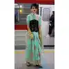 Mint Green Habotai Silk Resham Work Party Wear Plus Size Saree - 11307200213