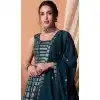 Teal Blue Georgette Sequins Work Party Wear Plus Size Lehenga Choli - 11355200413