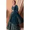 Teal Blue Georgette Sequins Work Party Wear Plus Size Lehenga Choli - 11355200413