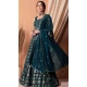 Teal Blue Georgette Sequins Work Party Wear Lehenga Choli - 11355200413