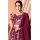 Wine Georgette Sequins Work Party Wear Lehenga Choli - 11355200414