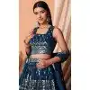 Navy Blue Georgette Sequins Work Party Wear Plus Size Lehenga Choli - 11355200417