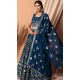 Navy Blue Georgette Sequins Work Party Wear Lehenga Choli - 11355200417