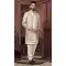 Cream Satin Resham Work Readymade Men Wedding Wear Sherwani - 11470201148