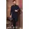 Velvet Resham Work Readymade Men Wedding Wear Sherwani In Navy Blue - 11470201159