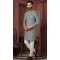 Greyish Multi Color Silk Resham Work Readymade Men Wedding Wear Sherwani - 11470201160