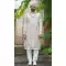 Off White Embroidery Work Silk Wedding Wear Men Sherwani - 11471201218