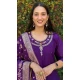 Roman Silk HandWork Party Wear Readymade Salwar Suit In Purple - 11489201298 