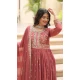 Coffee Faux Georgette Sequins Embroidered Anarkali Salwar Suit - 11491201307