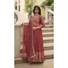 Coffee Faux Georgette Sequins Embroidered Plus Size Anarkali Salwar Suit - 11491201307