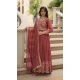 Coffee Faux Georgette Sequins Embroidered Anarkali Salwar Suit - 11491201307