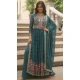 Rama Blue Faux Georgette Sequins Embroidered Anarkali Salwar Suit - 11491201309