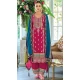 Rani Pink Chinon Silk Embroidered Party Wear Palazzo Salwar Suit - 11388200590