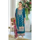 Teal Blue Chinon Silk Embroidered Party Wear Palazzo Salwar Suit - 11388200591