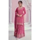 Pink Chinon Embroidery Work Party Wear Sharara Suit - 11472201228