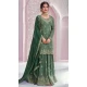 Dark Pista Green Chinon Embroidery Work Party Wear Sharara Suit - 11472201231