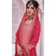 Chinon Embroidery Work Party Wear Sharara Suit In Pink - 11472201232