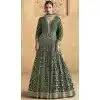 Georgette Zari Work Designer Wear Plus Size Anarkali Suit In Green - 11486201275