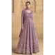 Georgette Zari Work Designer Wear Anarkali Suit In Lavender - 11486201276