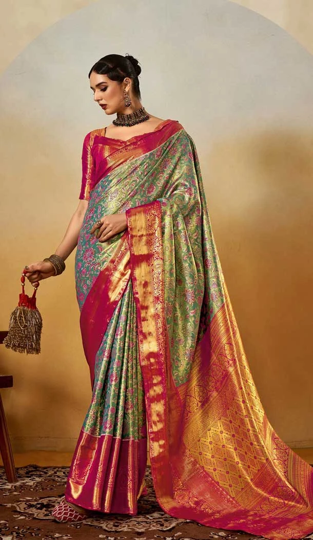 Sky Blue Banarasi Silk Weaving Work Traditional Wear Saree - 11291200109