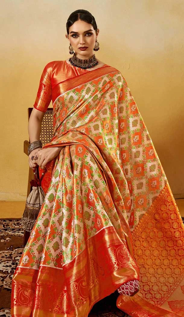 Banarasi Silk Weaving Work Traditional Wear Saree In Multi Color - 1129120010 Banarasi Silk Weaving Work Traditional Wear Saree In Multi Color - 1129120010