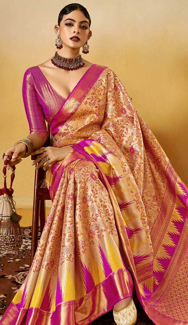 Multi Color Banarasi Silk Weaving Work Traditional Wear Saree - 11291200111