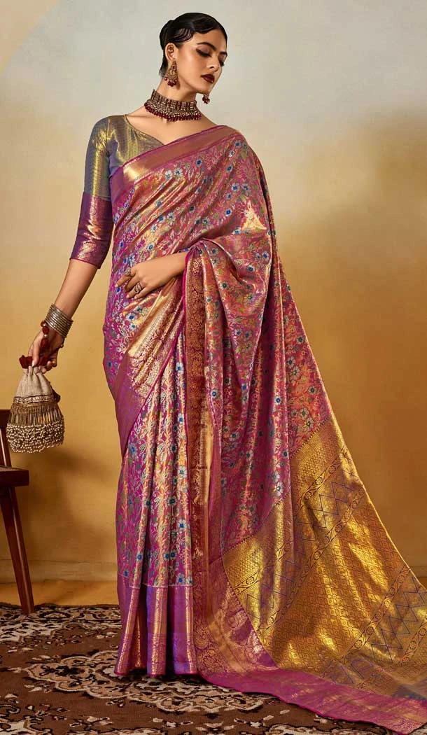 Multi Color Banarasi Silk Weaving Work Traditional Wear Designer Saree - 11291200112