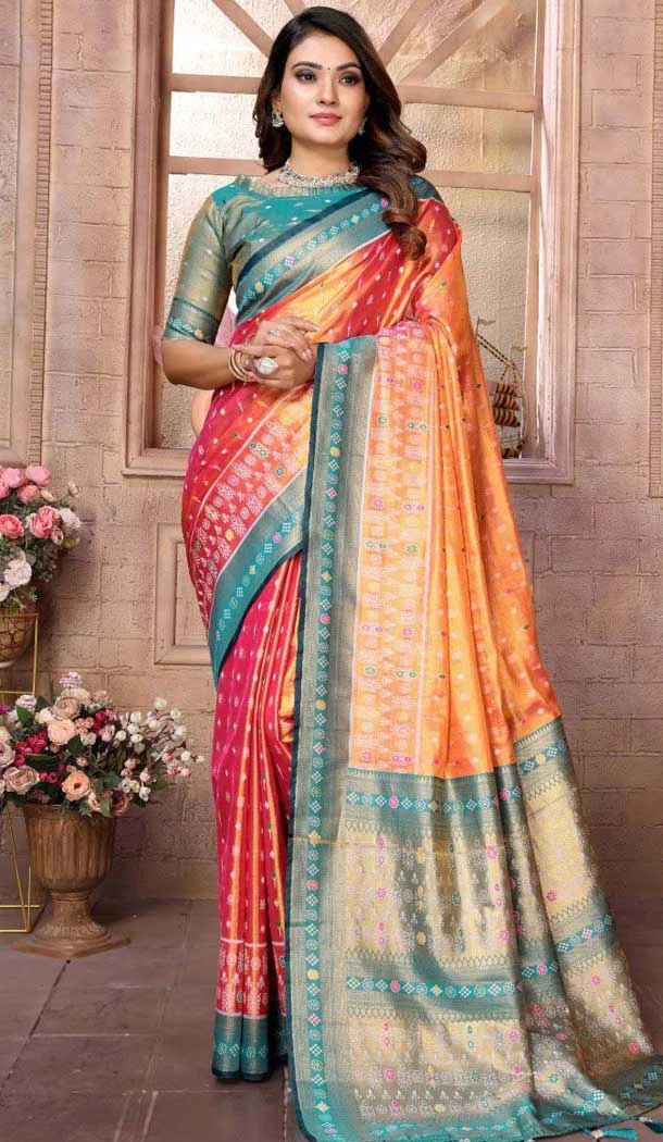 Multi Color Banarasi Tissue Silk Jacquard Work Traditional Wear Saree - 11265199982
