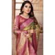 Mehendi Green Banarasi Tissue Silk Jacquard Work Traditional Wear Saree - 11265199984