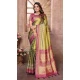 Mehendi Green Banarasi Tissue Silk Jacquard Work Traditional Wear Saree - 11265199984