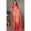 Orange Banarasi Tissue Silk Jacquard Work Ethnic Wear Plus Size Saree - 11268200001