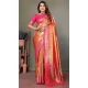 Orange Banarasi Tissue Silk Jacquard Work Ethnic Wear Saree - 11268200001