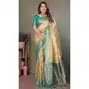 Cream Banarasi Tissue Silk Jacquard Work Ethnic Wear Plus Size Saree - 11268200003