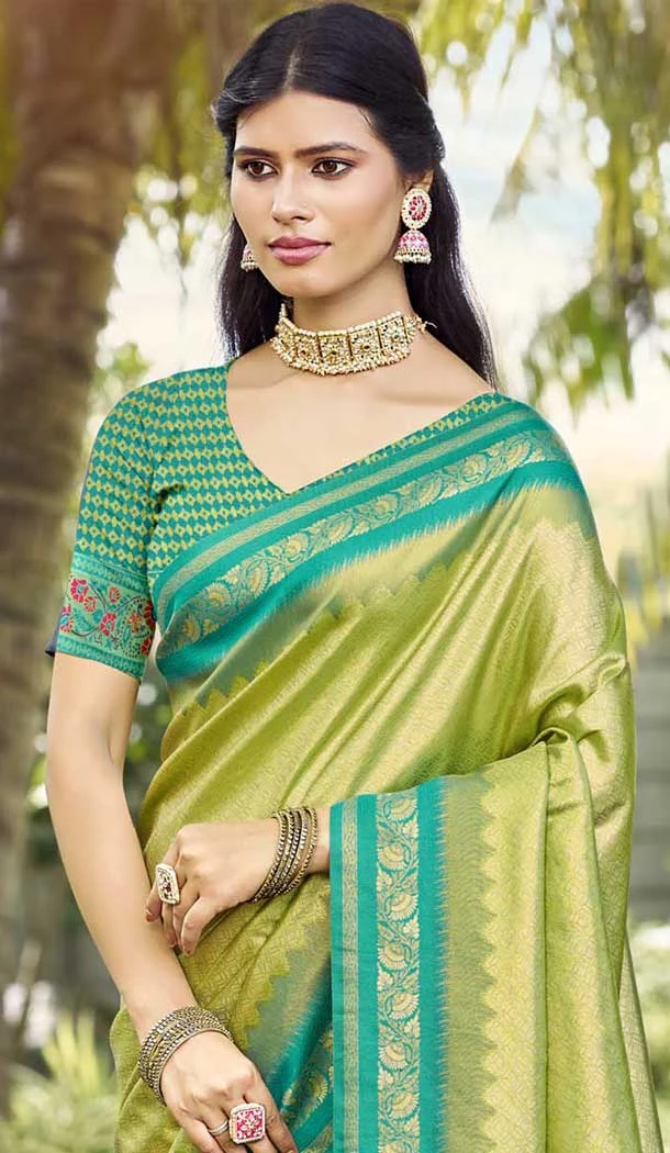 Green Art Silk Woven Work Designer Party Wear Saree - 11391200611 Green Art Silk Woven Work Designer Party Wear Saree - 11391200611
