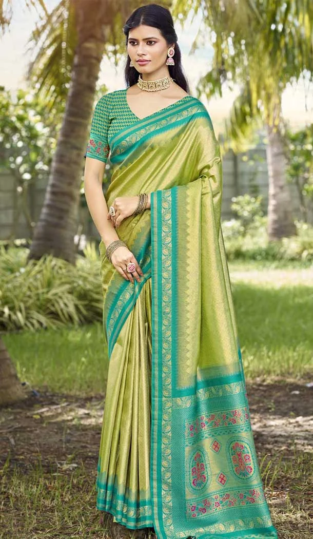 Green Art Silk Woven Work Designer Party Wear Saree - 11391200611 Green Art Silk Woven Work Designer Party Wear Saree - 11391200611