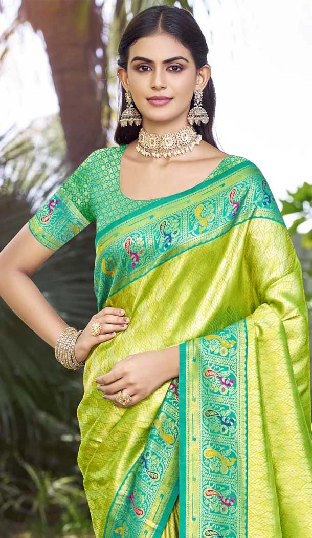 Art Silk Weaving Zari Work Party Wear Saree In Parrot Green - 11392200613 Art Silk Weaving Zari Work Party Wear Saree In Parrot Green - 11392200613