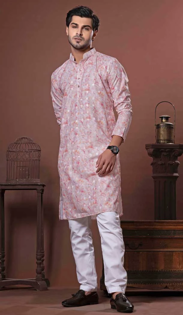 Multi Color Cotton Digital Print Work Party Wear Men Kurta Pajama - 11468201075
