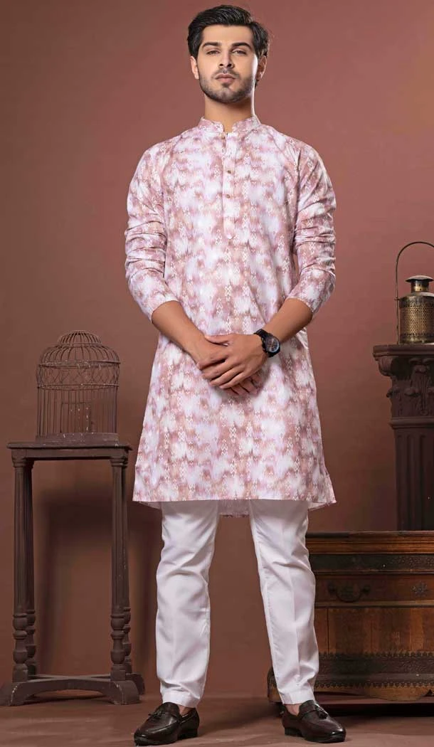 Attractive Multi Color Cotton Digital Print Work Party Wear Men Kurta Pajama - 11468201084