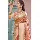 Dark Peach Art Silk Printed Work Traditional Wear Saree - 11411200684