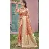 Dark Peach Art Silk Printed Work Traditional Wear Plus Size Saree - 11411200684